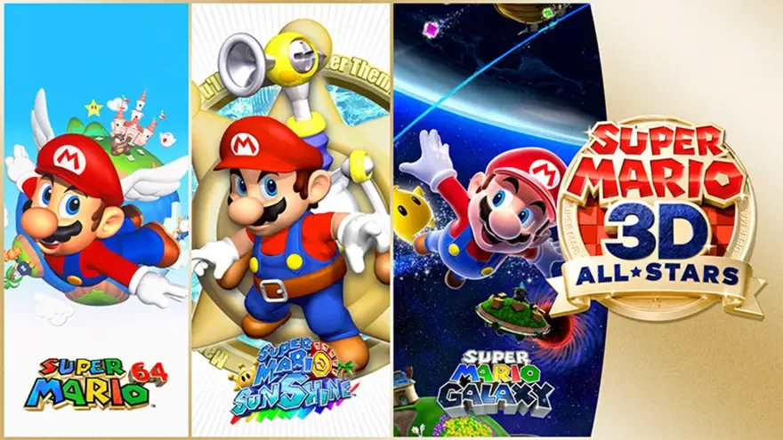 Arte oficial da coletânea Super Mario 3D All-Stars